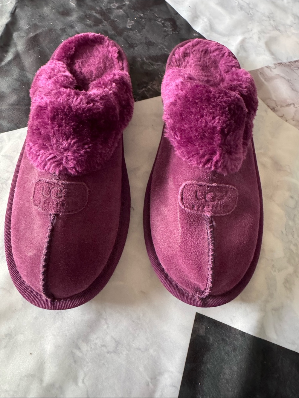 UGG Women's Suede Slip-On Slippers in Plum Berry